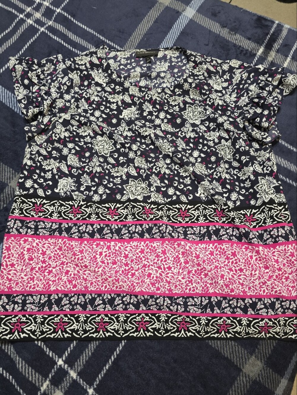 Lane Bryant Navy, Hot Pink & White Floral Top